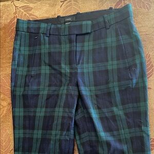 J. Crew Dark Green and Black Checkered Plaid Tartan Trousers